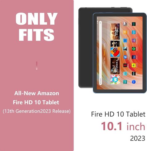 حافظة TQQ لجهاز تابلت Amazon Kindle Fire HD 10 الجديد كليًا (الجيل الثالث عشر، إصدار 2023) مقاس 10.1 بوصة - حافظة نحيفة بحامل ثلاثي الطي لجهاز Amazon Fire Tablet 10 2023 مع تنبيه/غفو تلقائي (وردي) in Kuwait