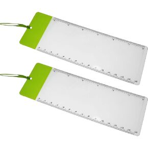 Magnifier Bookmark 2PCS Green Magnifying Fresnel Lens Bookmarks with 6Inch Ruler
