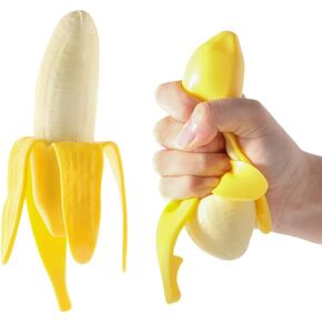Toddmomy Banana Fidget Toy Banana Toy Super Soft Toys Stretchy Banana Fruit Stress Toy Squeeze Toys Classroom Birthday Party Favors for Kids Teens
