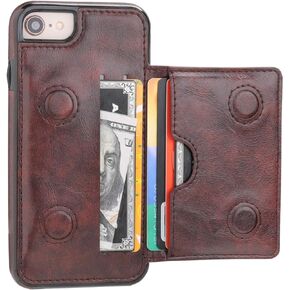 KIHUWEY iPhone 7 Wallet Case iPhone 8 iPhone SE 2020 Wallet Case with Credit Card Holder, Premium Leather Kickstand Durable Shockproof Protective Cover for iPhone 7/8/SE 4.7 Inch(Black)