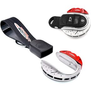 JCW Red Brake Disc Style Keychain Key Fob Cover Case Kit for Mini Cooper 2014-2019 3rd Gen F55 F56 F57 and 2017-2019 2nd Gen F60 Countryman (F Series)