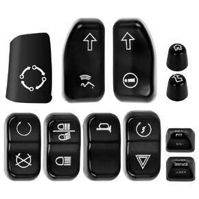 11 Pieces Control Switch Cap Housing Cover, Fits for Harley Electra Glide/Street Glide/Ultra Limited/TriGlide/Road Glide/Road King Models 2014-2019,Black Hand Control Button Kits