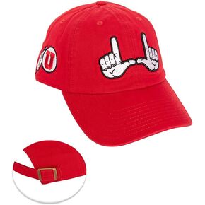 Desert Cactus University of Utah Baseball Hat UT Utes Brimmed Embroirderd Hats Cap Adjustable Cloth Strap Adult (Style H) Red