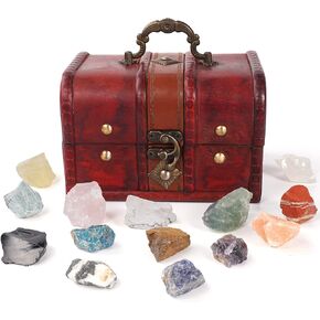 Crystals and Healing Stones for Attract Love, Rose Quartz Crystals Kit, Chakra Self Love Healing Crystal with Gift Wooden Box for Beginners Reiki Yoga Meditation Gifts (22pcs)