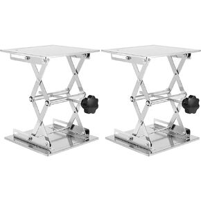 JOIKIT 2 PCS 6 x 6 Inches Lab Scissor Jack, Small Lab Jack Scissor Stand, Stainless Steel Lab Lift Table, Laboratory Lift Platform Stand, Expandable Lift Height Range from 75mm to 260mm
