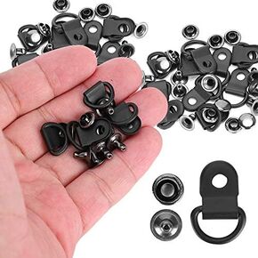 100 Set Shoelace Hook D-Ring Eyelet Buckle Brass Boot Hooks Fittings with Rivets DIY Rivet Tool Matte Black 9x14mm