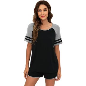 WiWi Pajamas Set for Women Cooling Short Sleeve Sleepwear Soft Knit Shorts Pjs Sets Viscose from Bamboo S-XXL