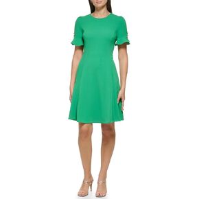 DKNY Women's Short Scuba Crepe Jewel Neck Dress