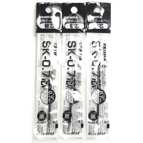 Zebra SK-0.7 0.7mm Refill (Black Ink)3 Pack/total 3 pcs (Japan Import) [Komainu-Dou Original Package]