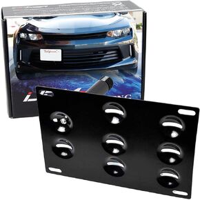iJDMTOY No Drill Front Bumper Tow Hook License Plate Mounting Bracket Adapter Kit Compatible with 2016-up Chevrolet Camaro 6th Gen