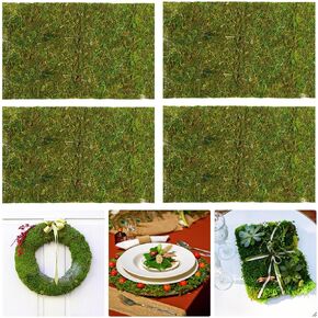 Hotop 4 Pcs Dried Moss Mat Decorative Moss Green Sheet Moss for Crafts Green Moss Wall Panels Table Moss Mat Decor Wedding Birthday Party Ornament DIY Garden Potted Plants Decor (6 x 6 Inch)