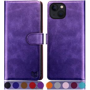SUANPOT for iPhone 14 Plus Wallet case 6.7" with RFID Blocking Credit Card Holder,Flip Book PU Leather Protective Cover Women Men for Apple 14 Plus Phone case Purple