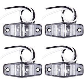 2.5" Clear Lens LED Truck Trailer Light Oval Red Side Fender Marker Lights Waterproof Sealed Surface Mounted Mini LED Clearance Identification Lights (4 pcs)