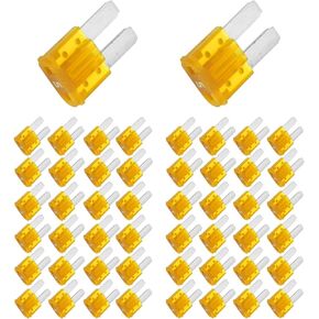 Hawyet 50 PCS M2 Car Fuses Kit, 0.3In x 0.6In Metal Fuses Replacement for Short Circuit Protection, Universal Insert Type Mini Long Foot Blade Automotive Fuses for Car Truck Accessories (Green #30A)