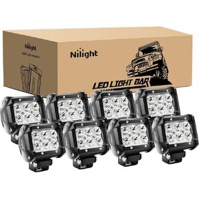 Nilight LED Pods 8PCS 18W 1260lm Spot LED Light Bar Driving Fog Light Off Road Lights Work Light 24V 12V for Motorcycles Van Camper Wagon Car Pickup ATV UTV SUV Truck Boat, 2 Years Warranty