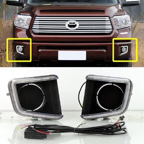 Car LED Fog Lamp Daytime Running Lights DRL for 2014-2021 Toyota Tundra Turn Signal Driving Light Daylihgts Headlamp