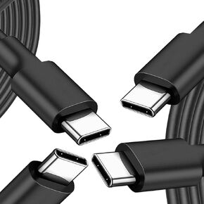 2 حزمة من كابلات USB-C إلى USB-C بطول 6 أقدام، عمر افتراضي مثير للإعجاب يصل إلى 20,000 انحناء - تصميم مبتكر ذو وجهين - يتضمن شحن سريع عالي السرعة (أسود) in Kuwait