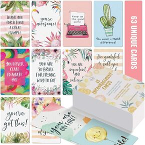 Dessie Motivational Cards - 63 Unique Inspirational Cards. Business Card Sized Encouragement Cards for Employees, Thinking of You Gifts, Appreciation Cards, Kindness Cards, Lunch Box Notes