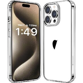 JJGoo Compatiable with iPhone 15 Pro Case Clear, Transparent Shockproof Phone Case, Slim Anti-Scratch Hard PC Back Protective Cover Bumper, Clear