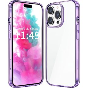 JJGoo متوافق مع حافظة iPhone 15 Pro، حافظة هاتف شفافة مقاومة للصدمات، غطاء واقٍ خلفي صلب مضاد للخدش من البولي كربونات، شفاف in Kuwait