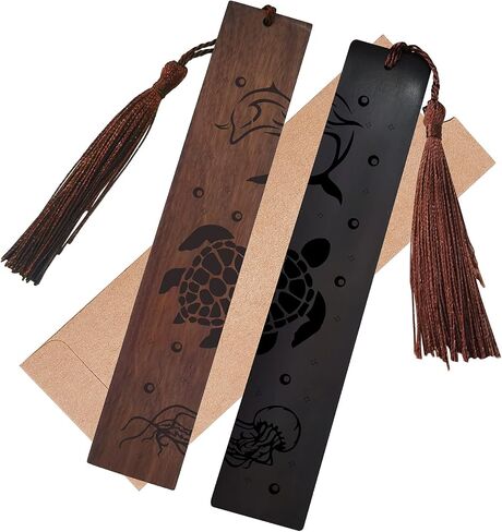 CRASPIRE Wood Bookmark 2 Colors Bamboo & Plum Blossom Engraved Book Mark Gifts Traditional Bookmarks with Tassel Pendant for Book Lovers Teacher Students in Kuwait