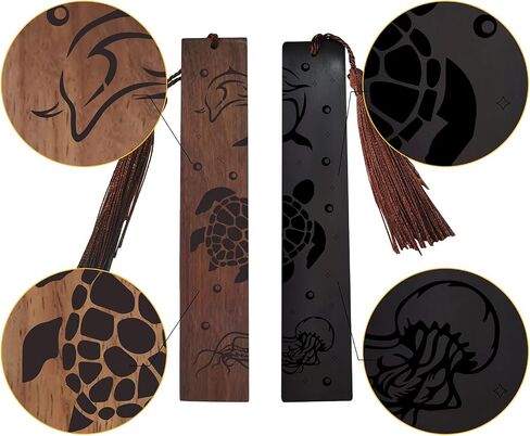 CRASPIRE Wood Bookmark 2 Colors Bamboo & Plum Blossom Engraved Book Mark Gifts Traditional Bookmarks with Tassel Pendant for Book Lovers Teacher Students in Kuwait