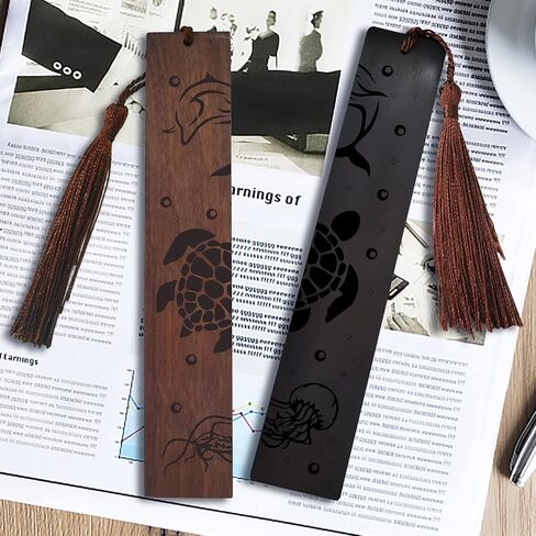 CRASPIRE Wood Bookmark 2 Colors Bamboo & Plum Blossom Engraved Book Mark Gifts Traditional Bookmarks with Tassel Pendant for Book Lovers Teacher Students in Kuwait