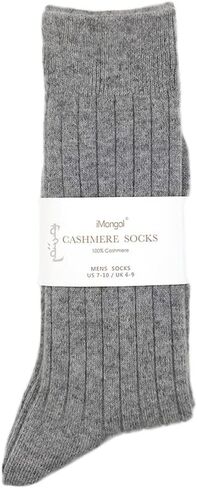 Pure Cashmere Men Rib Socks, Warm Cosy Smooth Seamless Toes Sewed by Hand in Saudi Arabia