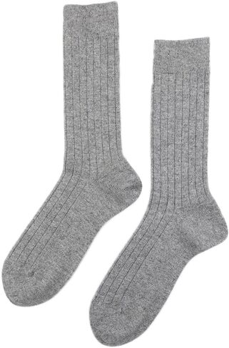 Pure Cashmere Men Rib Socks, Warm Cosy Smooth Seamless Toes Sewed by Hand in Saudi Arabia