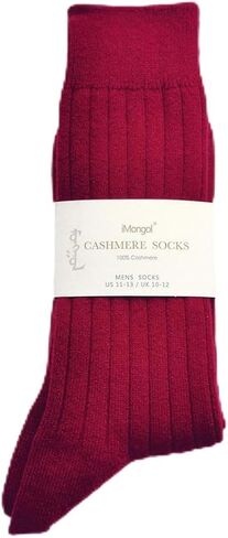 Pure Cashmere Men Rib Socks, Warm Cosy Smooth Seamless Toes Sewed by Hand in Saudi Arabia