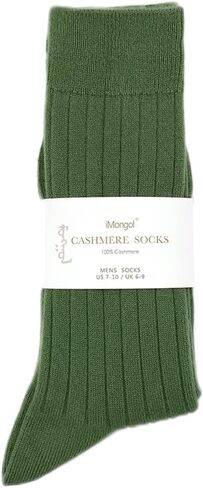 Pure Cashmere Men Rib Socks, Warm Cosy Smooth Seamless Toes Sewed by Hand in Saudi Arabia