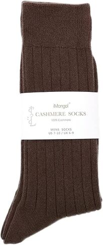 Pure Cashmere Men Rib Socks, Warm Cosy Smooth Seamless Toes Sewed by Hand in Saudi Arabia