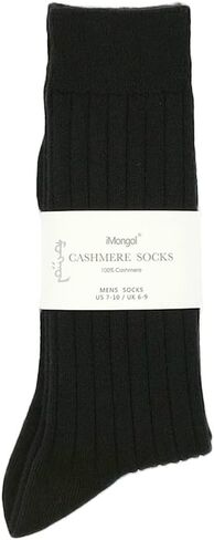 Pure Cashmere Men Rib Socks, Warm Cosy Smooth Seamless Toes Sewed by Hand in Saudi Arabia