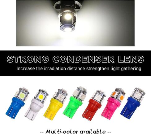 10 قطع لمبة إضاءة LED للسيارة، فائقة السطوع T10 5050 LED لمبة إضاءة داخلية تلقائية، استبدال لمبة LED للوحة القيادة وقبة خريطة لوحة ترخيص الباب، وإضاءة ملحقات السيارة (أبيض) in Kuwait