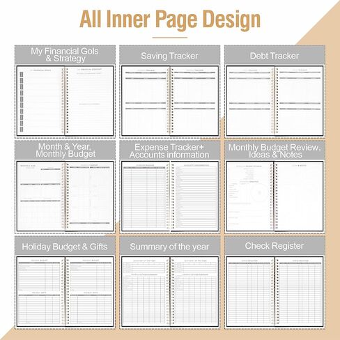 مخطط الميزانية، كتاب الميزانية الشهرية 2024-2025 مع متتبع النفقات والادخار A5 مخطط مالي غير مؤرخ لإدارة أموالك 6.3 بوصة × 8.46 بوصة، أسود in Kuwait