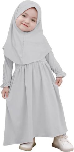 ABAFIP Baby Girl Muslim Dress Toddler Abaya Islamic Dubai Kaftan Hijab Prayer Dress 2Pcs Outfits in Saudi Arabia
