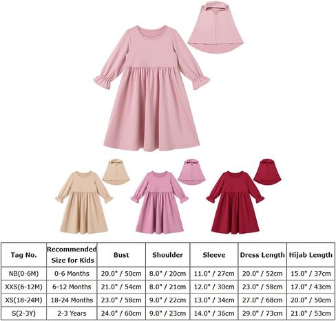 ABAFIP Baby Girl Muslim Dress Toddler Abaya Islamic Dubai Kaftan Hijab Prayer Dress 2Pcs Outfits in Saudi Arabia