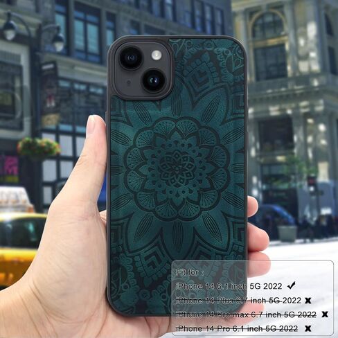 Harryshell Compatible with iPhone 14 6.1 inch 5G 2022 Wallet Case Detachable Magnetic Cover Zipper Cash Pocket Multi Card Slots Holder Wrist Strap Lanyard (Floral Black) in Kuwait