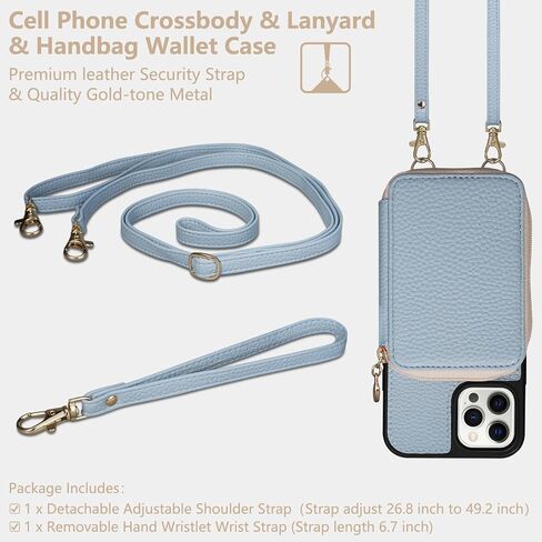 حافظة Keallce لهاتف iPhone 13 Pro Max مقاس 6.7 بوصة، حقيبة يد بسحاب على الجسم مع مسند RFID يحجب 10 فتحات للبطاقات، غطاء واقٍ قابل للإزالة للكتف وحزام المعصم لهاتف iPhone 13 Pro Max، بيج in Kuwait