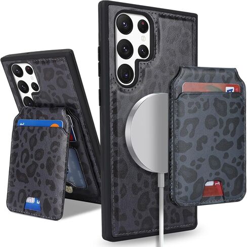 for Samsung Galaxy S22 Ultra case with Credit Card Holder mag Safe, Galaxy S22 Ultra Phone Leather Case Wallet for Women Compatible mag Safe Wallet Detachable 2-in-1 for Men-Beige in Kuwait