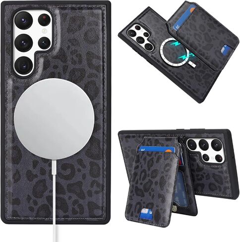 for Samsung Galaxy S22 Ultra case with Credit Card Holder mag Safe, Galaxy S22 Ultra Phone Leather Case Wallet for Women Compatible mag Safe Wallet Detachable 2-in-1 for Men-Beige in Kuwait