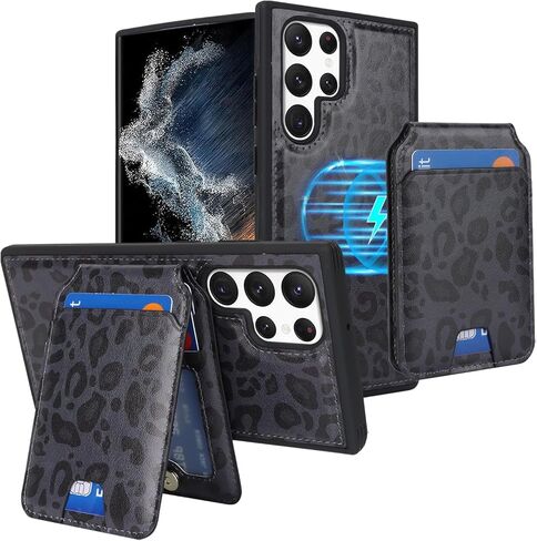 for Samsung Galaxy S22 Ultra case with Credit Card Holder mag Safe, Galaxy S22 Ultra Phone Leather Case Wallet for Women Compatible mag Safe Wallet Detachable 2-in-1 for Men-Beige in Kuwait