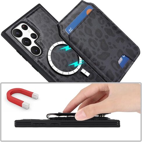 for Samsung Galaxy S22 Ultra case with Credit Card Holder mag Safe, Galaxy S22 Ultra Phone Leather Case Wallet for Women Compatible mag Safe Wallet Detachable 2-in-1 for Men-Beige in Kuwait