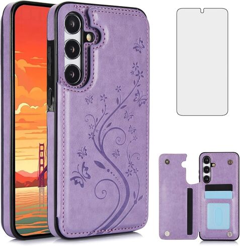Asuwish Phone Case for Samsung Galaxy A35 5G with Tempered Glass Screen Protector and Card Holder Wallet Cover Stand Flip Leather Cell Accessories Glaxay A 35 35A A355G SM-A356U A356E Women Men Black in Kuwait