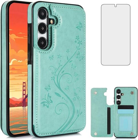 Asuwish Phone Case for Samsung Galaxy A35 5G with Tempered Glass Screen Protector and Card Holder Wallet Cover Stand Flip Leather Cell Accessories Glaxay A 35 35A A355G SM-A356U A356E Women Men Black in Kuwait