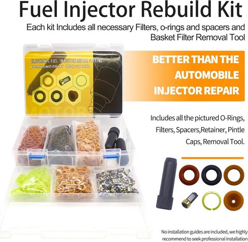HiSport Fuel Injector Rebuild Service Repair Kits O-rings Micro Basket Filters Pintle Caps Spacers + Removal Tool,200set/box in Saudi Arabia