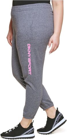 DKNY Sport Womens Plus Logo High Rise Jogger Pants Gray 2X in Saudi Arabia