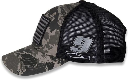 قبعة Chase Elliott #9 NASCAR 2024 Green Digital Camo USA Flag Snapback قبعة شبكية سوداء in Saudi Arabia