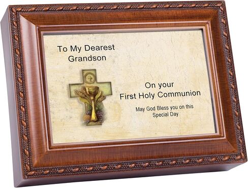 صندوق موسيقى / صندوق مجوهرات من شركة Cottage Garden First Communion Grandson Woodgrain، يضيء حياتي in Saudi Arabia