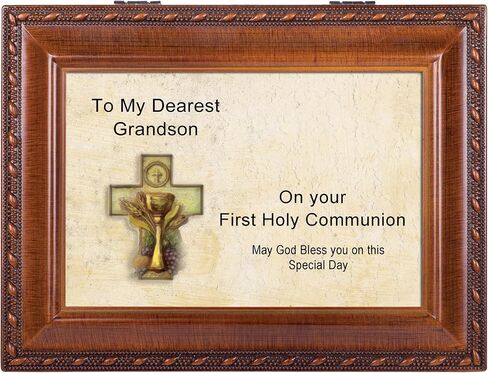 صندوق موسيقى / صندوق مجوهرات من شركة Cottage Garden First Communion Grandson Woodgrain، يضيء حياتي in Saudi Arabia